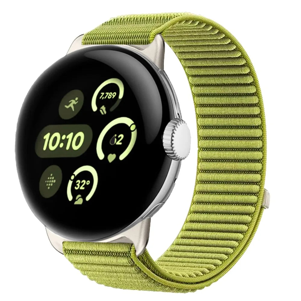 Ribbed Nylon Google Pixel Watch Loop in Lime Green