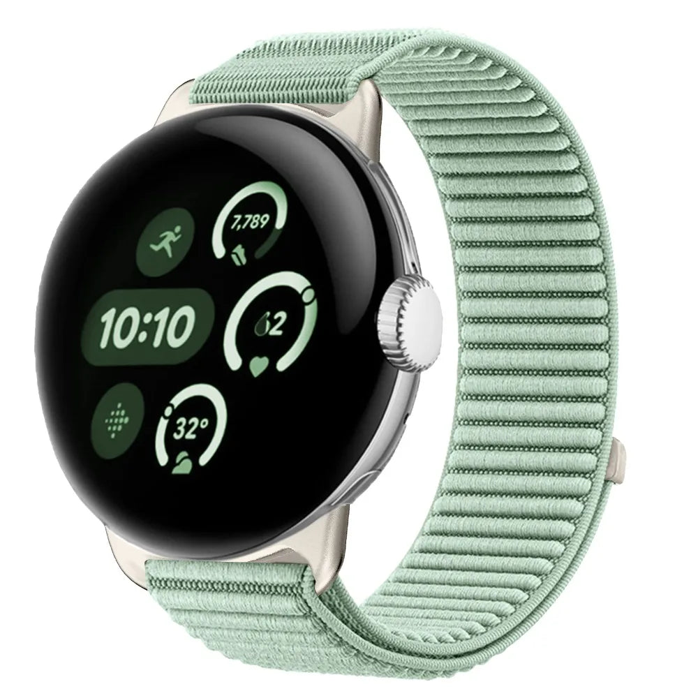 Ribbed Nylon Google Pixel Watch Loop in Mint Green