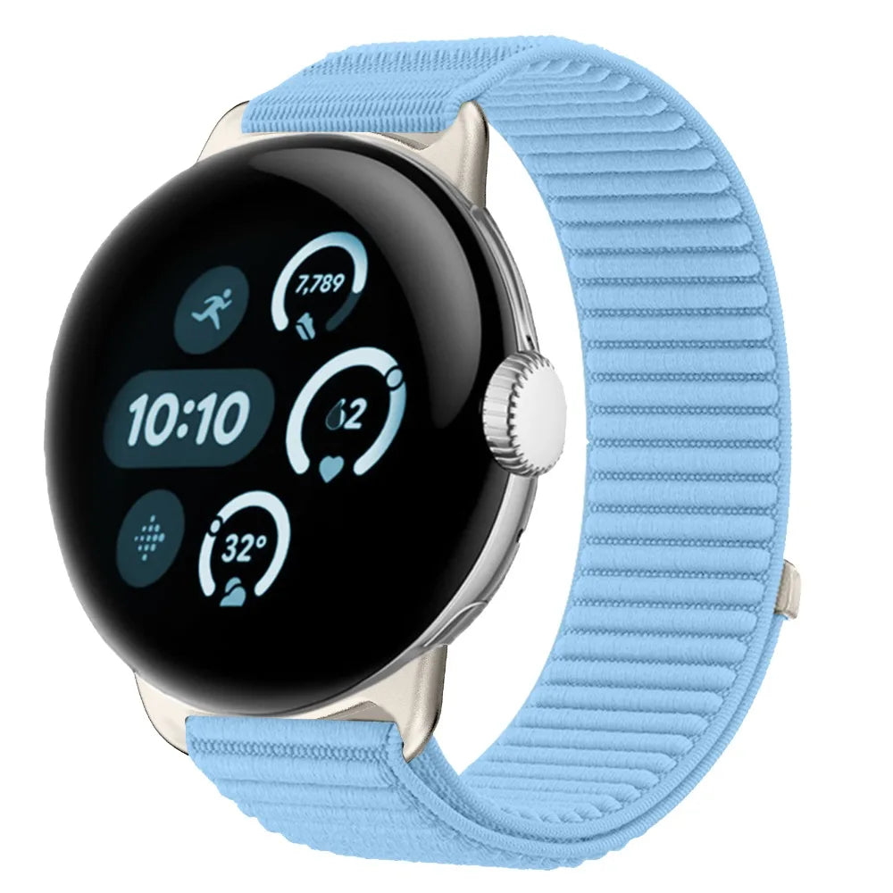 Ribbed Nylon Google Pixel Watch Loop in Pale Blue