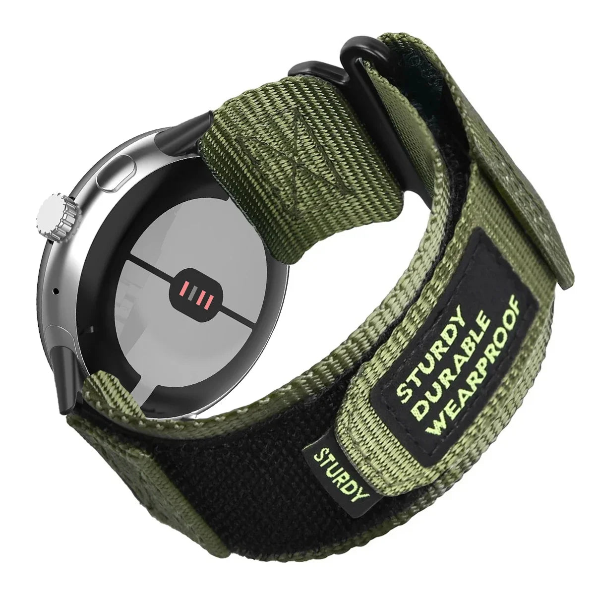 Utility Nylon Google Pixel Watch Band - Solid & Camo in Army Green - Black