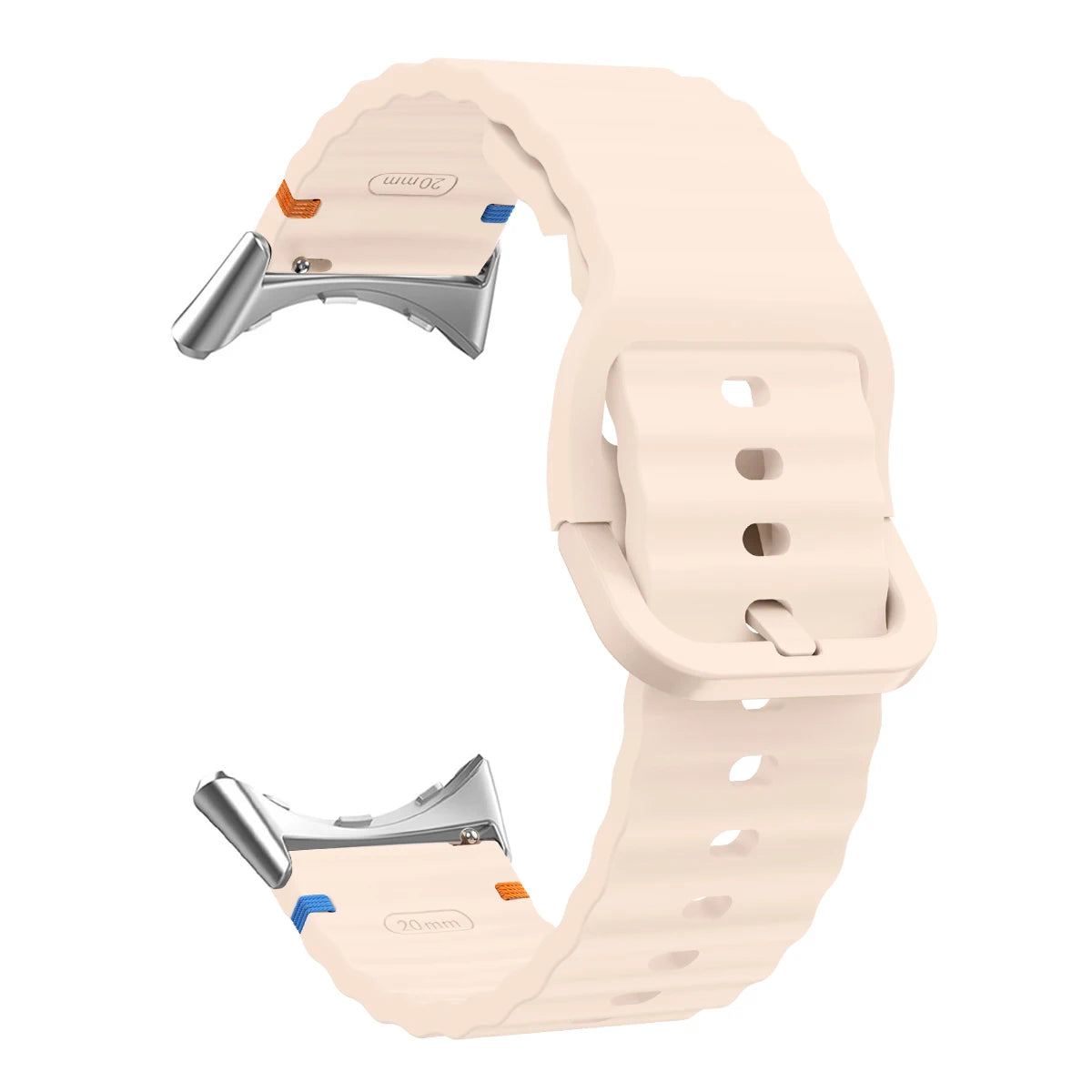 Ridged Buckle Silicone Google Pixel Watch Band in Blush Pink - Silver