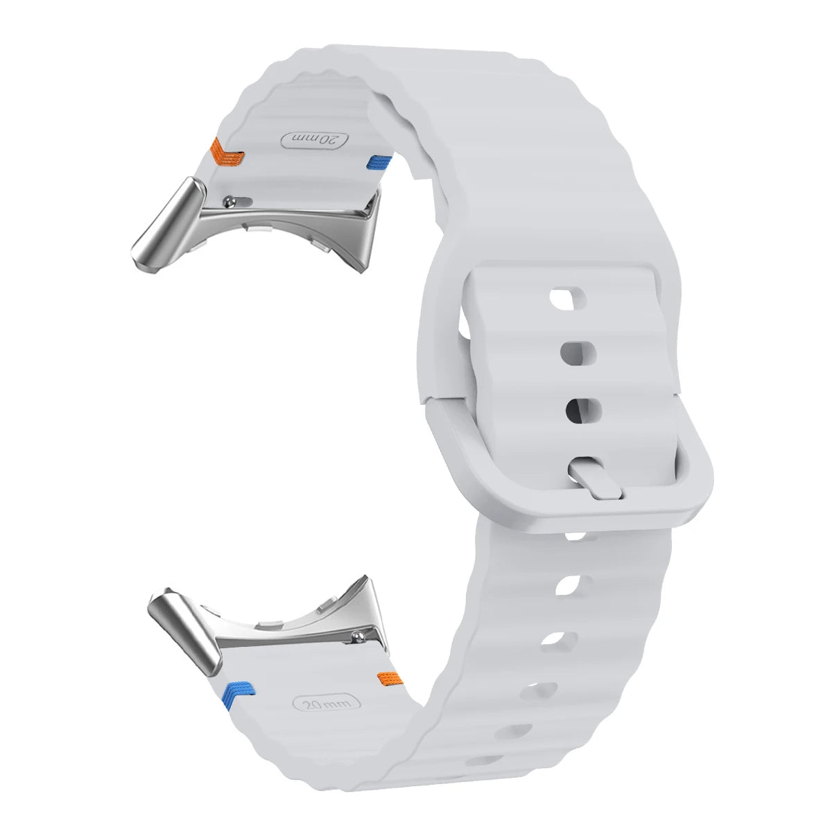 Ridged Buckle Silicone Google Pixel Watch Band in Light Gray - Silver