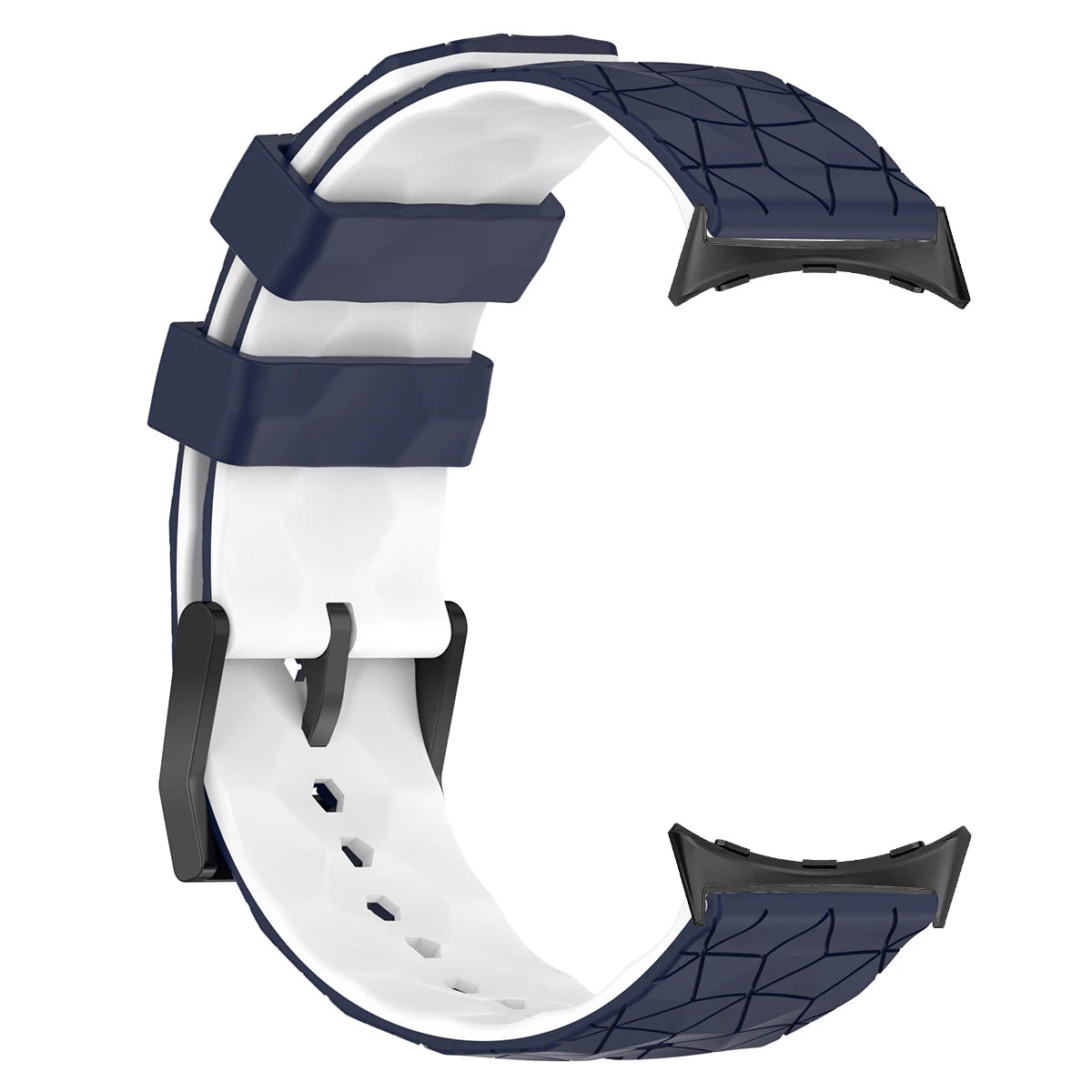 Geometric Silicone Google Pixel Watch Band - Two-Tone in Navy / White