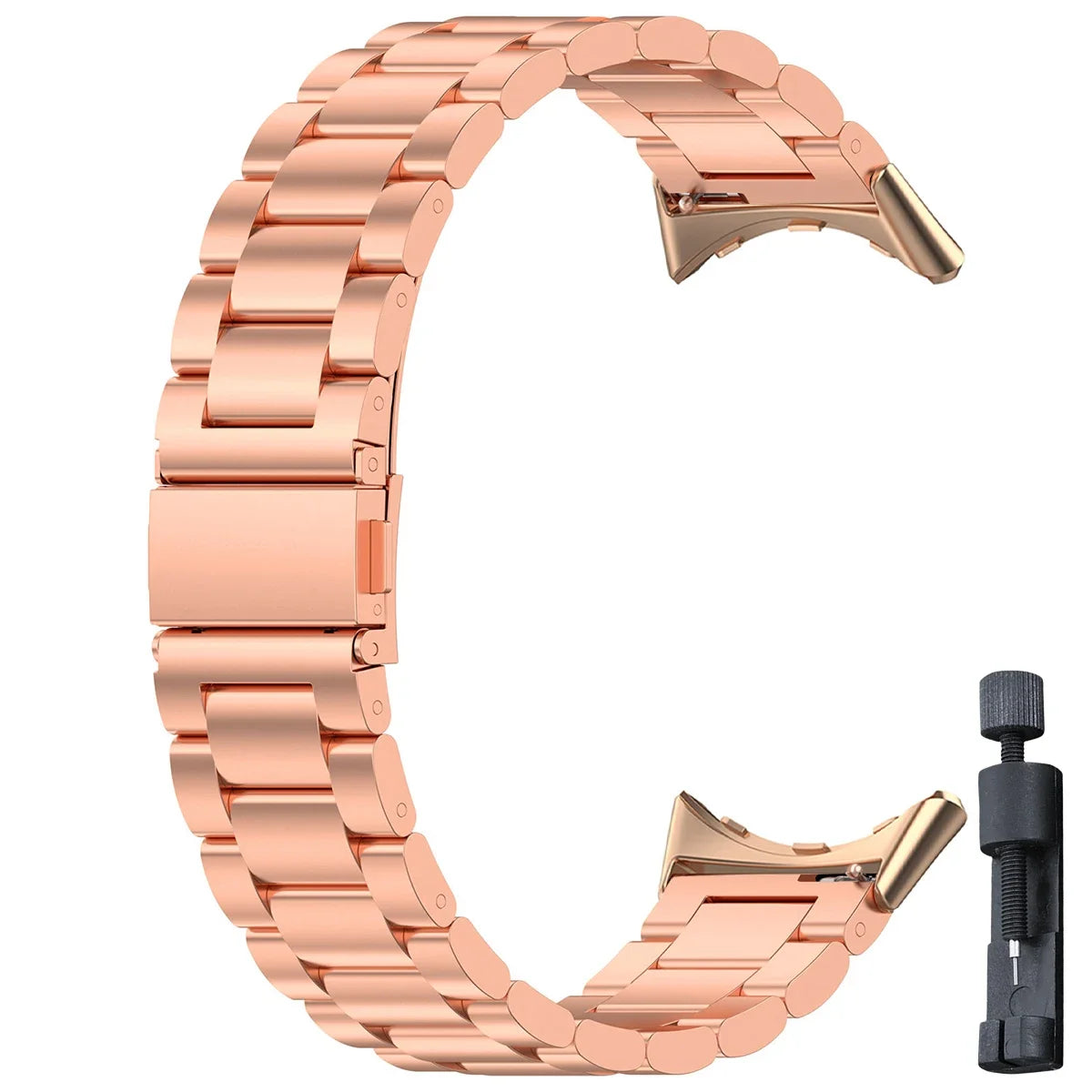 Colorblock Steel Link Google Pixel Watch Bracelet in Rose Gold