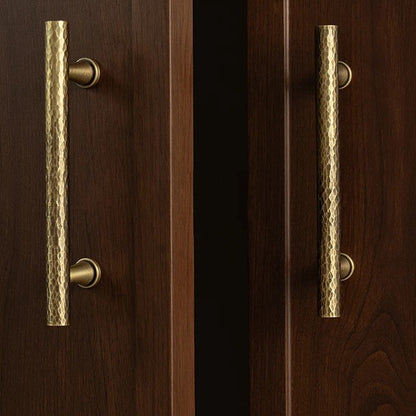 Hand-hammered solid brass cabinet pull in antique brass
