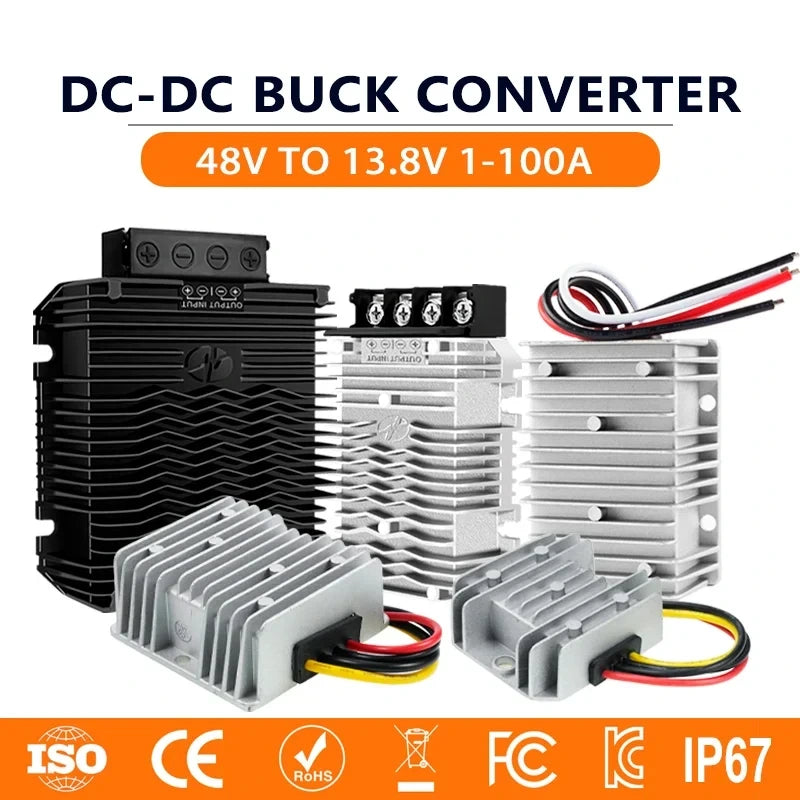 Heavy Duty 36V/48V to 12V Voltage Reducer for Golf Carts, 10A to 60A