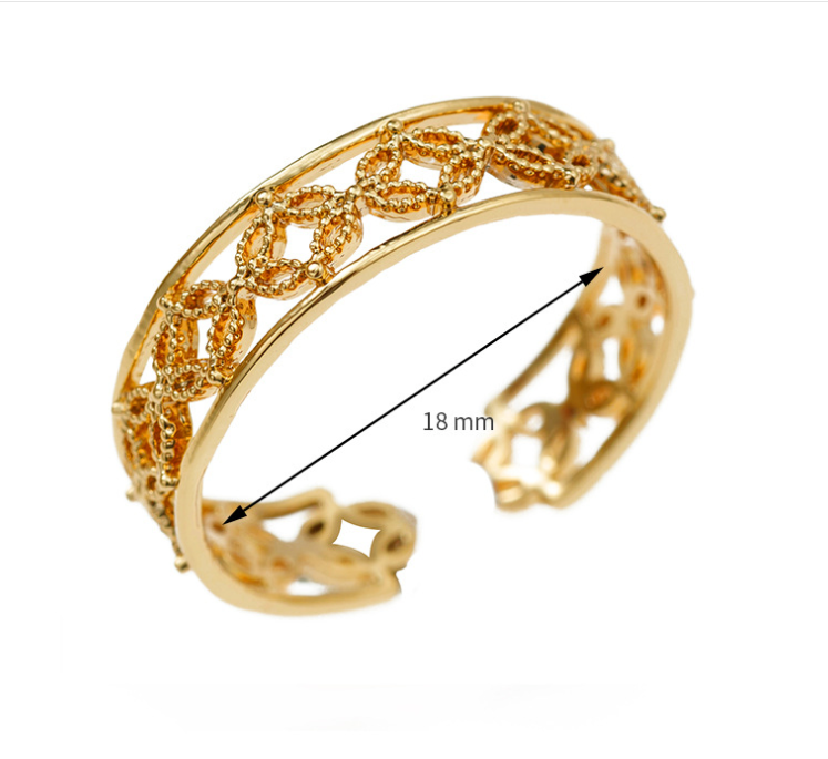 Helodie Elegant Adjustable Gold Filigree Ring Open Band — red