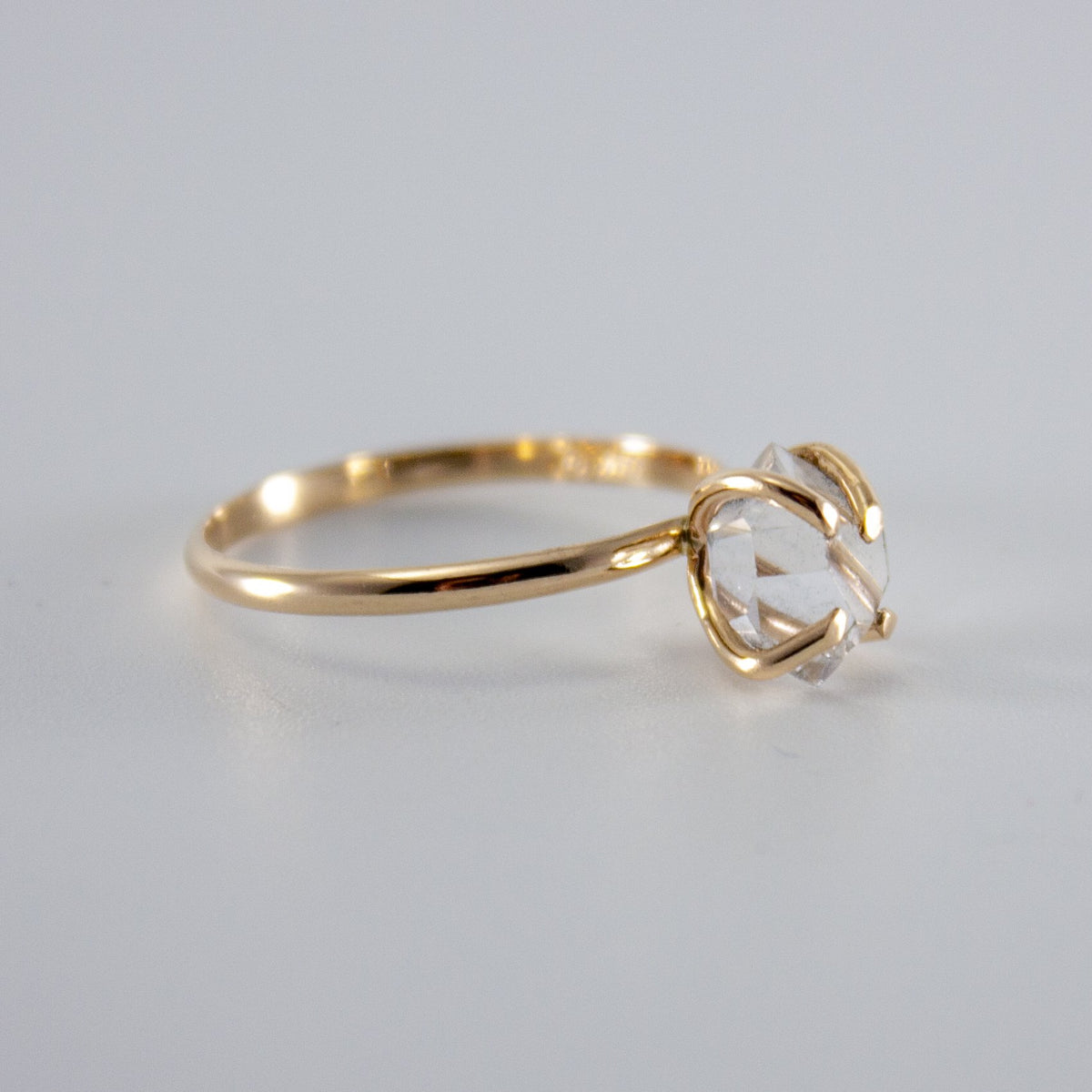 Herkimer Diamond 14K Gold Filled Solitaire Ring Minimalist — side view