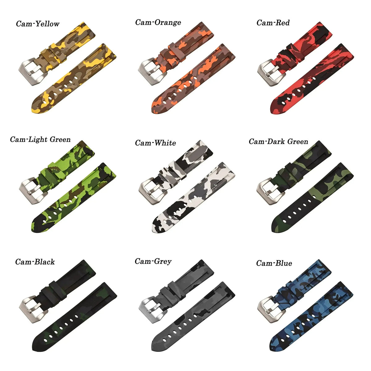 Camouflage watch straps in multiple colors for compatible Huawei watches