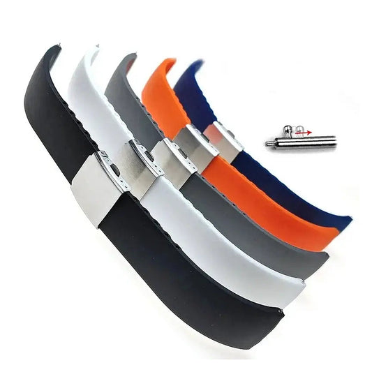 Silicone clasp watch bands in multiple colors for compatible Huawei watches