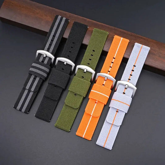 Nylon watch straps in several colors and stripes for compatible Huawei watches