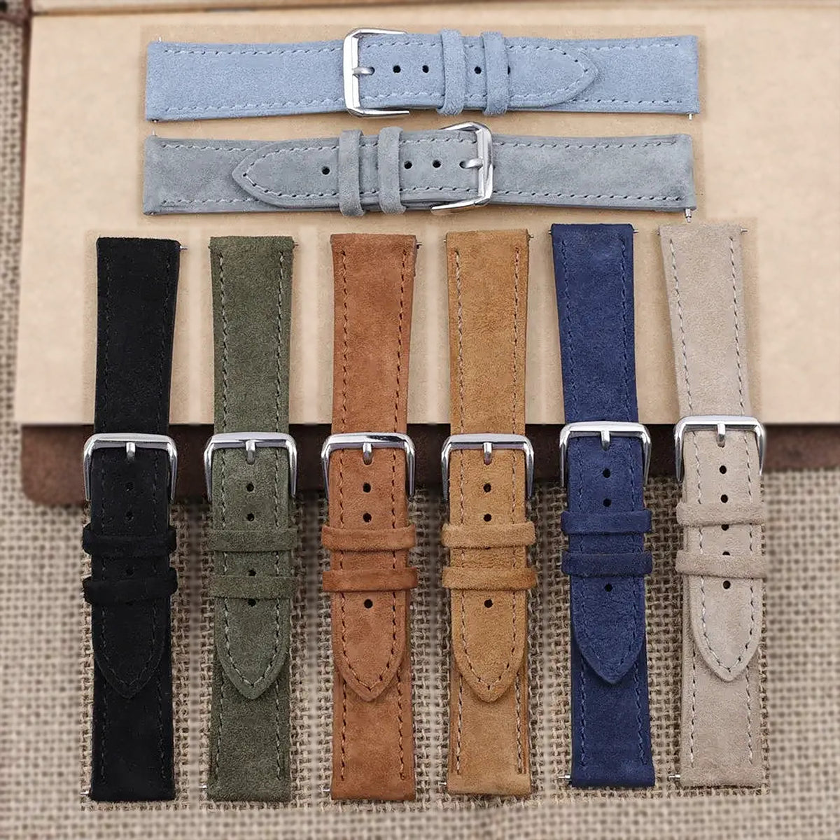 Suede leather watch bands in eight real colors for compatible Huawei watches