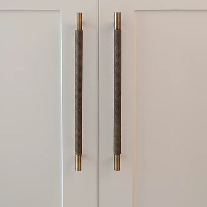 Knurled solid brass cabinet pull in antique brass