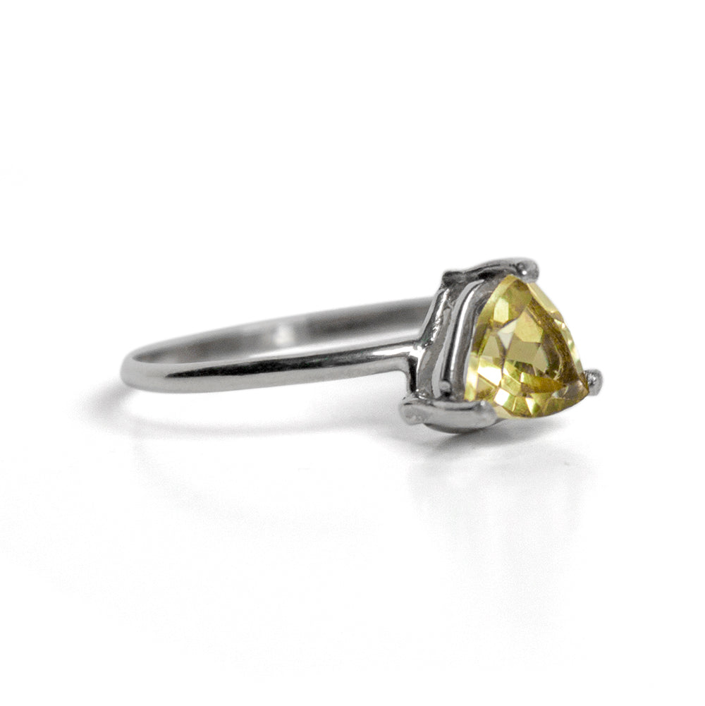 Lemon Topaz Sterling Silver Ring Trillion Cut Gem For Women