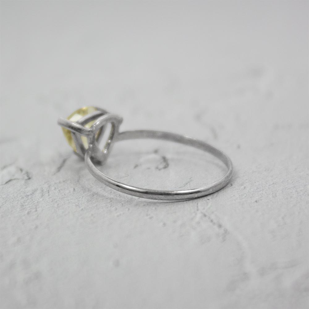 Lemon Topaz Sterling Silver Ring Trillion Cut Gem For Women — side view