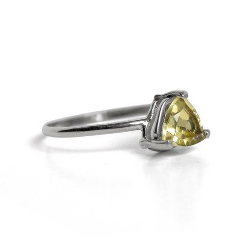Lemon Topaz Sterling Silver Ring Trillion Cut Gem For Women