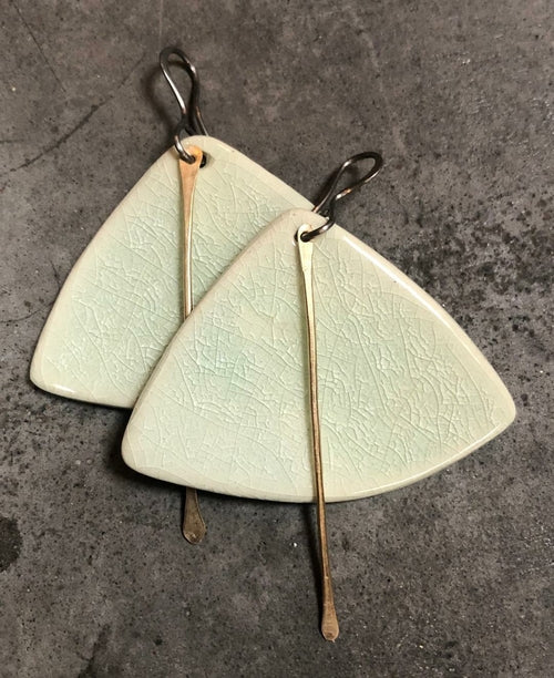 Lightweight Ceramic Boho Statement Dangle Earrings Handmade — overview