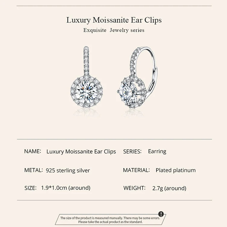 Round Halo Moissanite Leverback Earrings in Silver — Design and material information