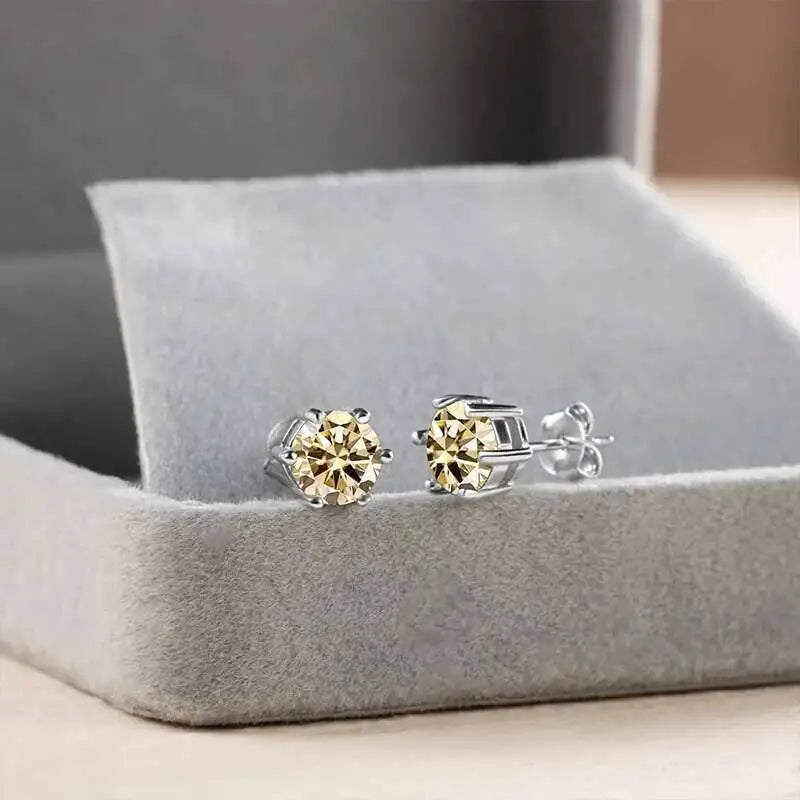 Colorful Moissanite Ring, Stud Earrings & Necklace Set — Stud posts and backs