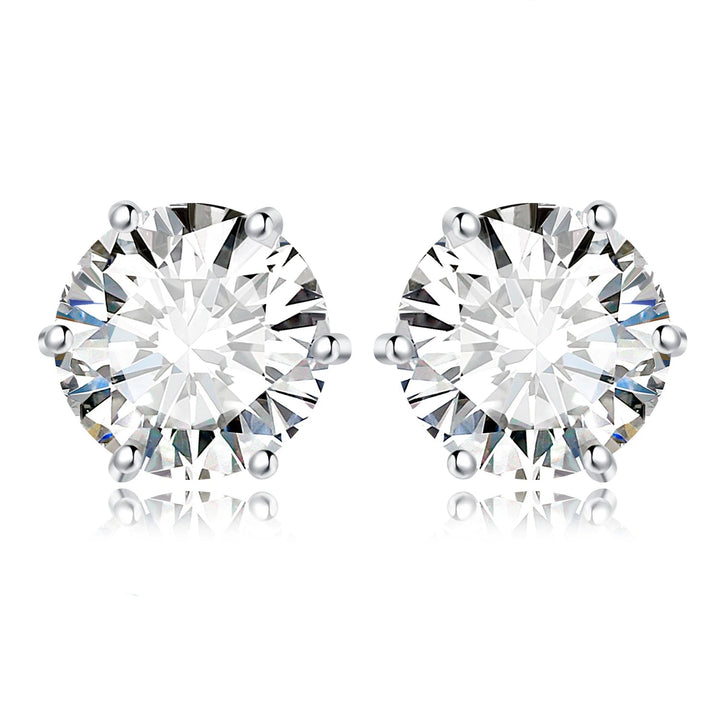 Round Moissanite Solitaire Stud Earrings in Three Metal Finishes