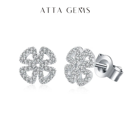 Open Flower Moissanite Stud Earrings in Sterling Silver — Silver cutout flower design