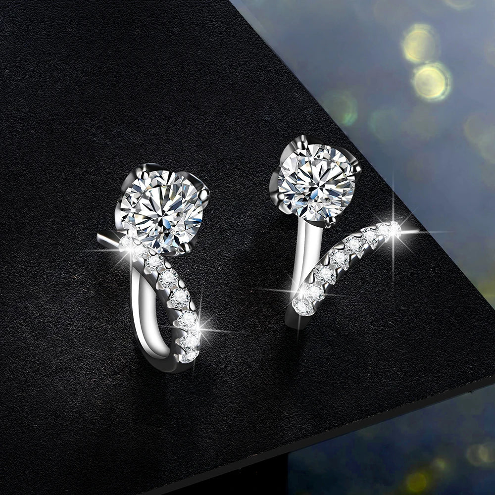 Moissanite V-Shaped Ear Jacket Studs in Sterling Silver — V-shaped ear jackets — BandsCo Straps
