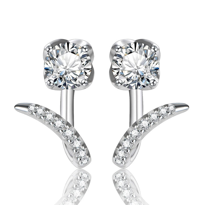 Moissanite V-Shaped Ear Jacket Earrings in Sterling Silver