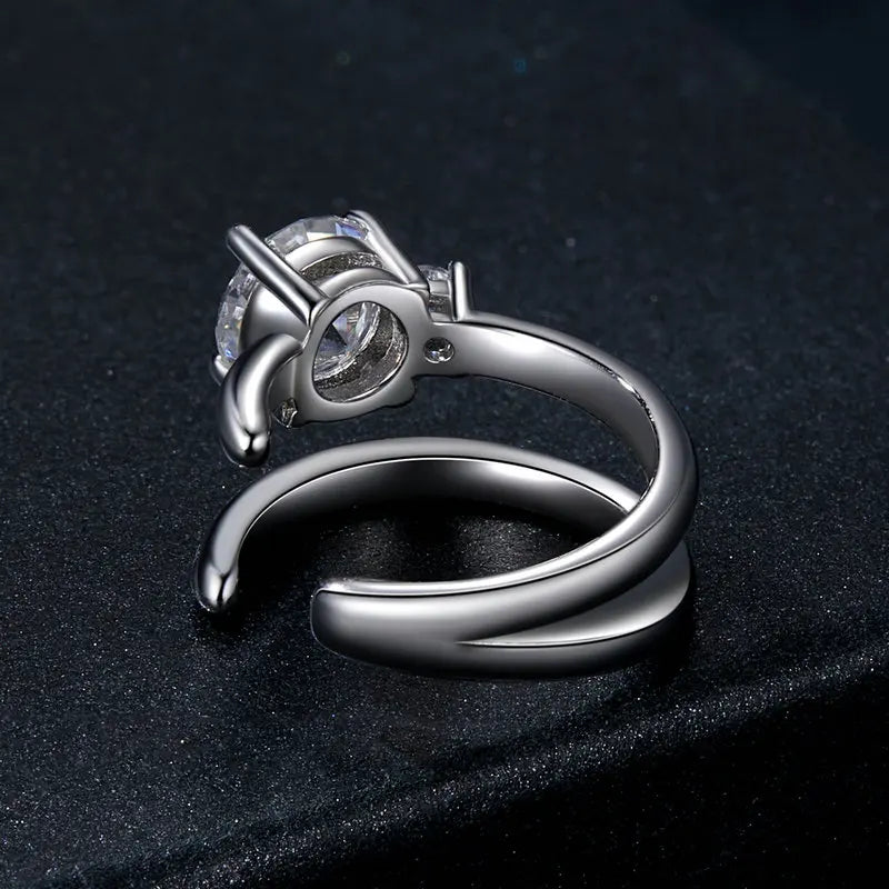 Double-Row Moissanite Ear Cuff in 925 Sterling Silver — Rear opening