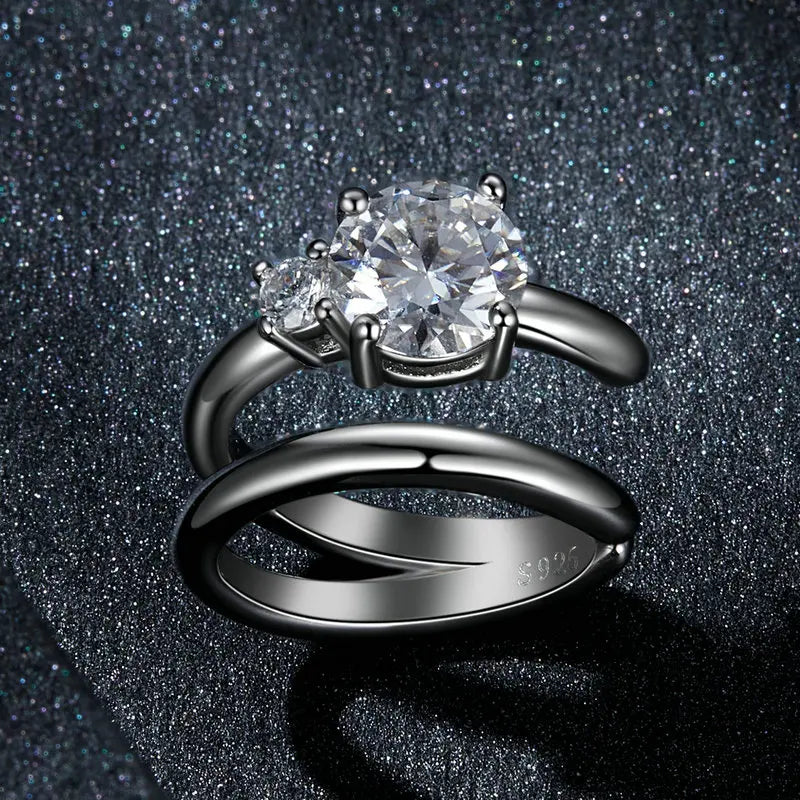 Double-Row Moissanite Ear Cuff in 925 Sterling Silver — Angled view