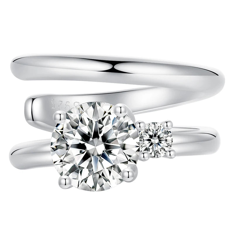 Double-Row Moissanite Ear Cuff in 925 Sterling Silver — Front view
