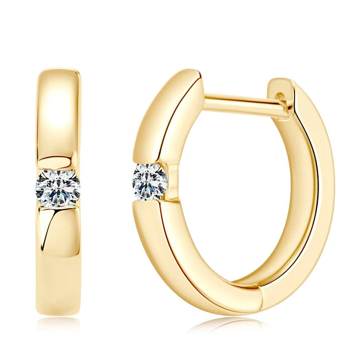 Minimalist Moissanite Hoop Earrings in Sterling Silver