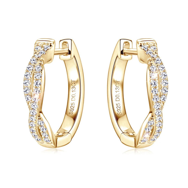 Twist Moissanite Hoop Earrings in 925 Sterling Silver