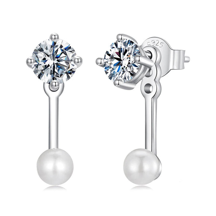 Moissanite Pearl-Effect Ear Jacket Earrings in Sterling Silver