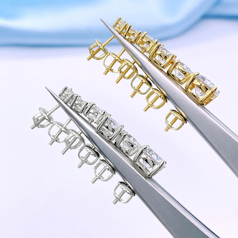 Colored Four-Prong Moissanite Screw-Back Stud Earrings — Setting comparison