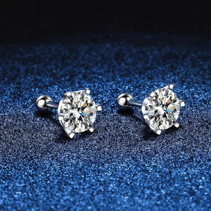 Six-Prong Moissanite Ball-Back Stud Earrings