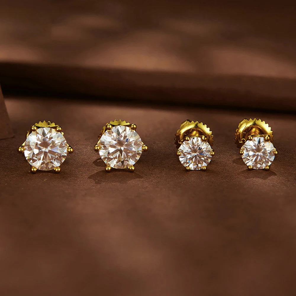 Colored Moissanite Screw-Back Stud Earrings - gold-tone size comparison
