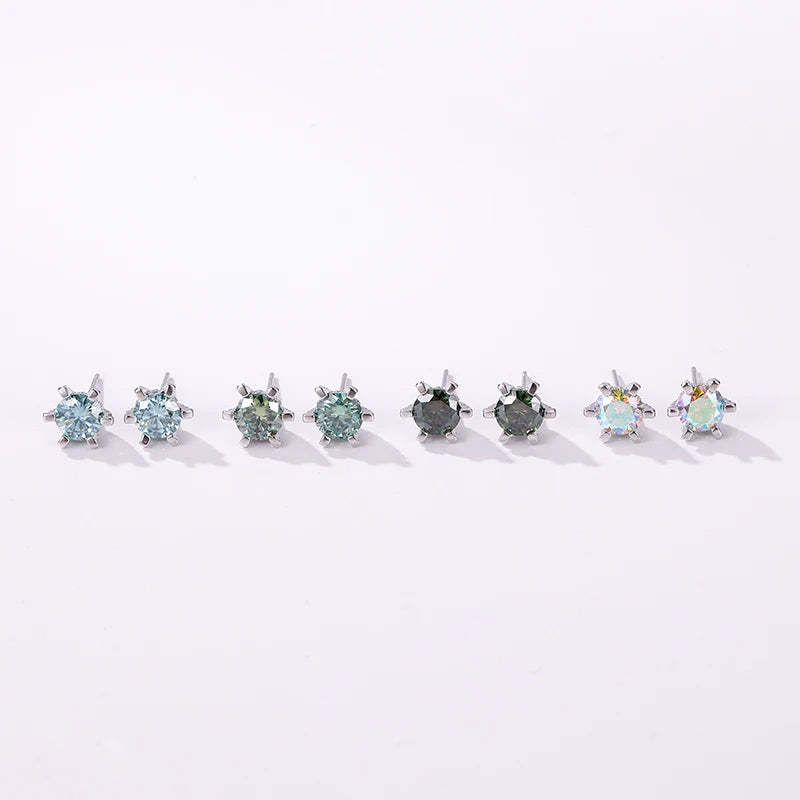 Colored Moissanite Stud Earrings with Sparkling Basket Settings - Stone color comparison