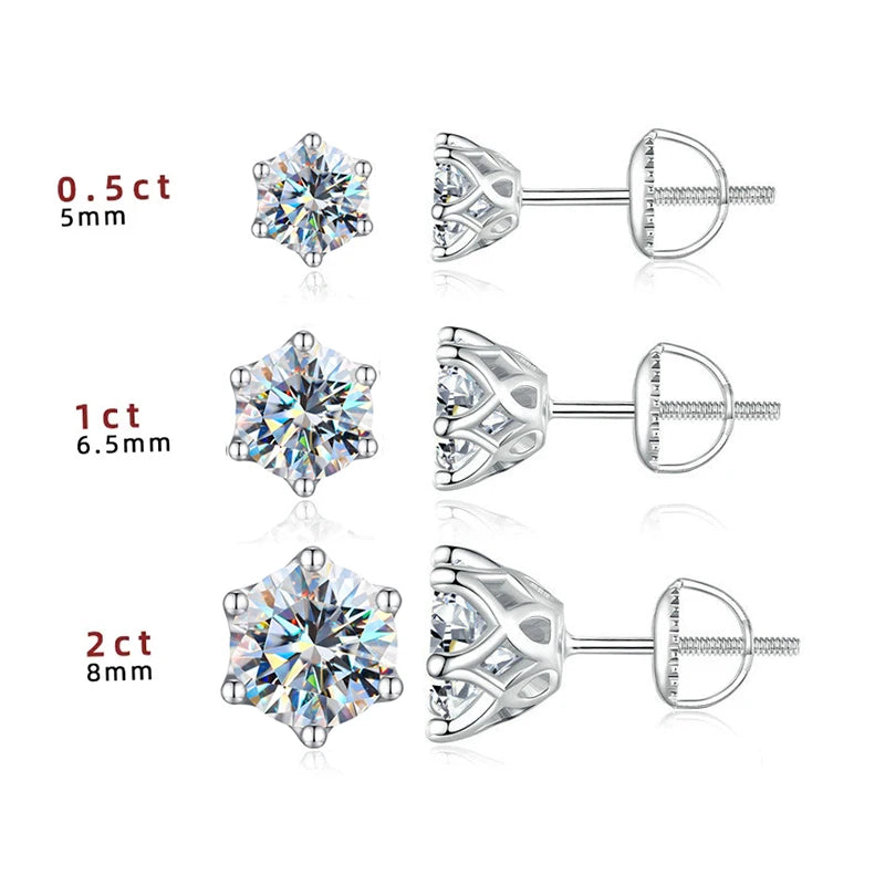 Colored Moissanite Screw-Back Stud Earrings - stone size reference