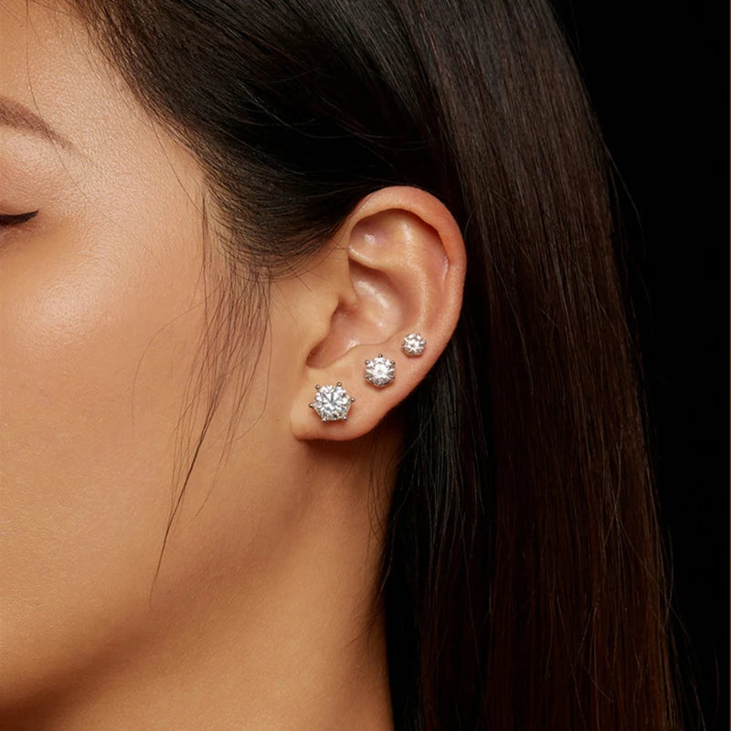 Colored Moissanite Screw-Back Stud Earrings - studs worn