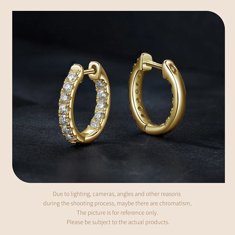 Inside-Out Moissanite Huggie Hoop Earrings in Sterling Silver — Gold-Tone hoop detail