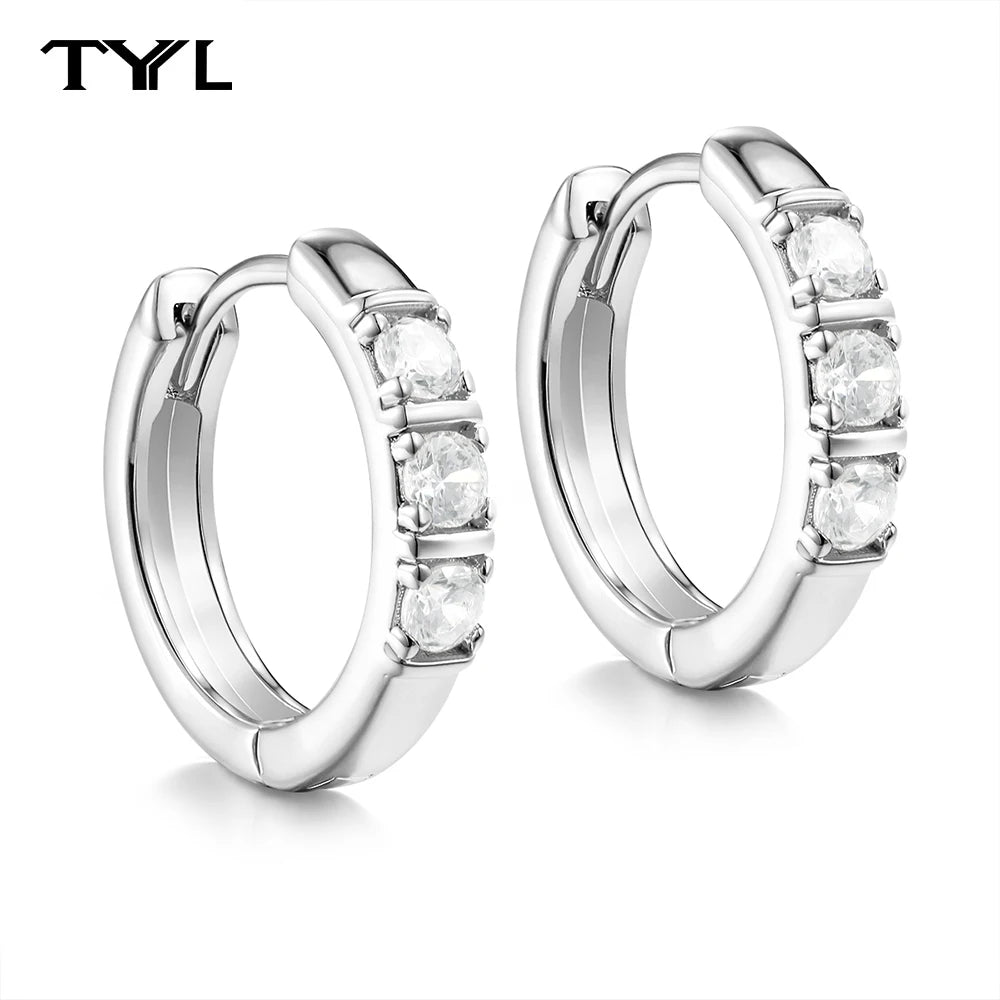 Moissanite Hoop & Drop Earrings in Sterling Silver — Silver 15mm hoops