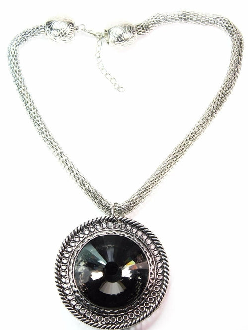 Queen Medallion Necklace Silver Statement Pendant Layered by Silver Hestia