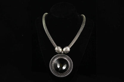 Queen Medallion Necklace Silver Statement Pendant Layered by Silver Hestia