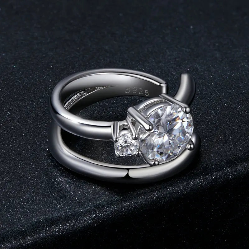Double-Row Moissanite Ear Cuff in 925 Sterling Silver — Side view