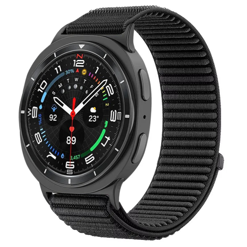 Ribbed Nylon Adjustable Loop Band in Black for Samsung Galaxy Watch8, Watch8 Classic and Watch9