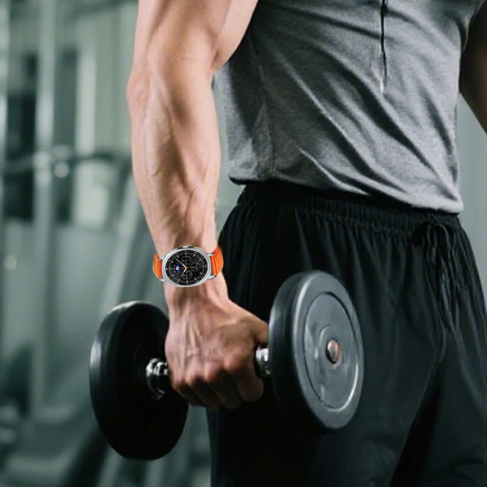 Ribbed nylon band worn during a workout for Samsung Galaxy Watch8, Watch8 Classic and Watch9
