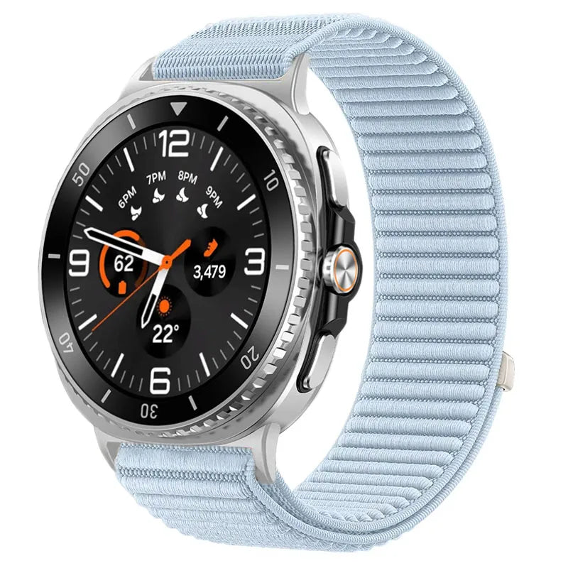 Ribbed Nylon Adjustable Loop Band in Light Blue for Samsung Galaxy Watch8, Watch8 Classic and Watch9