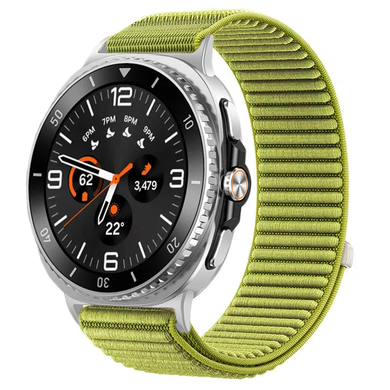 Ribbed Nylon Adjustable Loop Band in Lime Green for Samsung Galaxy Watch8, Watch8 Classic and Watch9