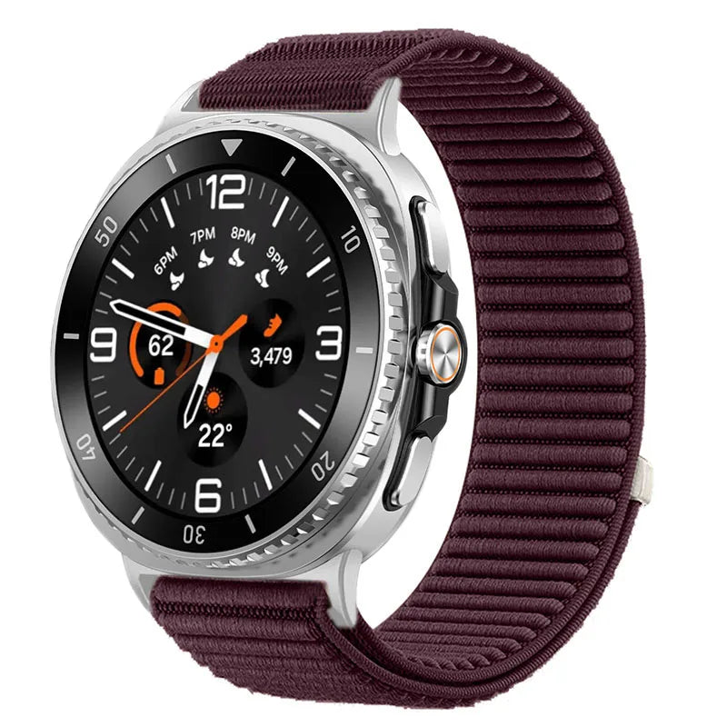 Ribbed Nylon Adjustable Loop Band in Wine Red for Samsung Galaxy Watch8, Watch8 Classic and Watch9