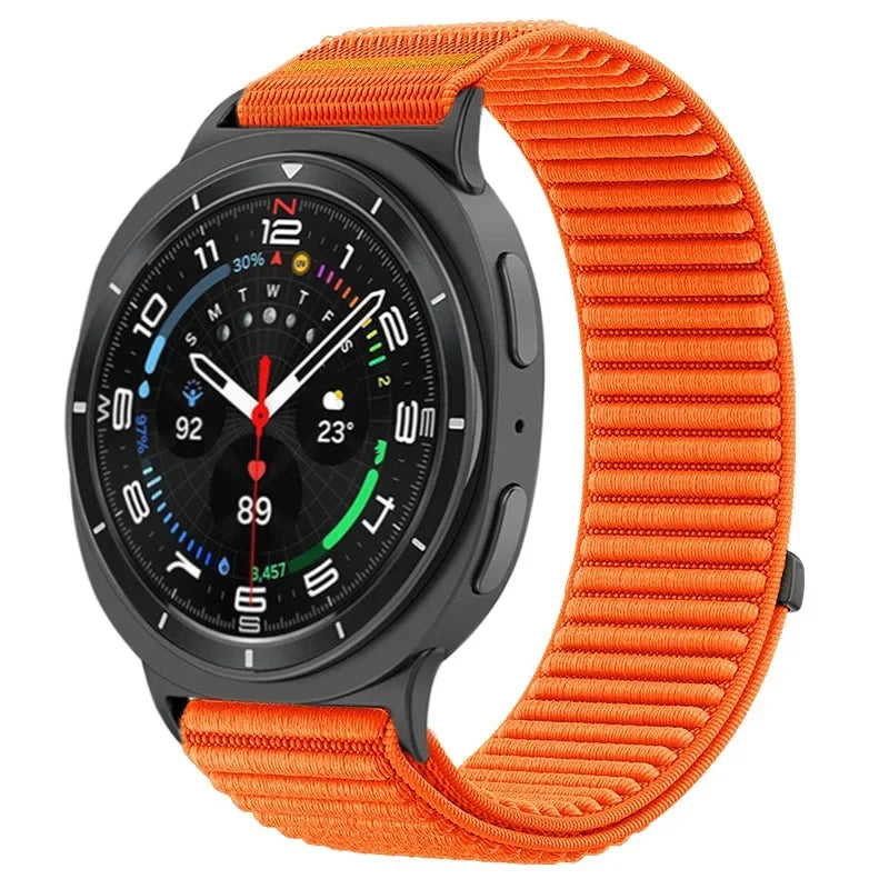 Ribbed Nylon Adjustable Loop Band in Orange for Samsung Galaxy Watch8, Watch8 Classic and Watch9